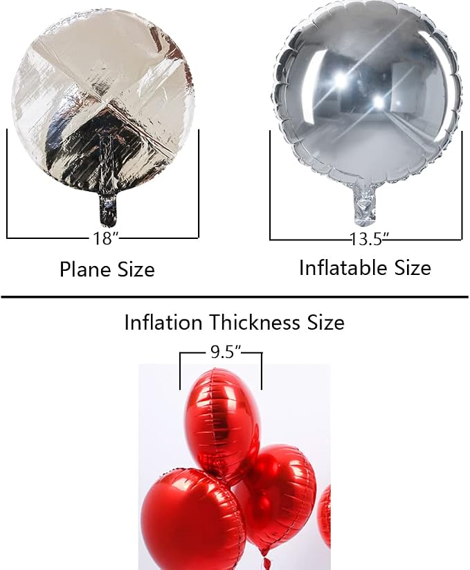 18" Silver Round Shaped Foil Balloons Mylar Helium Balloons - Image 3