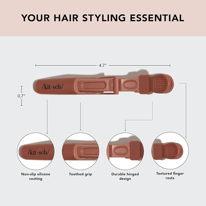 Kitsch Crocodile Hair Claw Clips - Professional Hair Accessories for Sectioning, Cutting, Coloring, Blow Drying | Salon Quality Alligator Clips | No Slip, Ergonomic | Ideal Gifts for Women - 3pc Blush