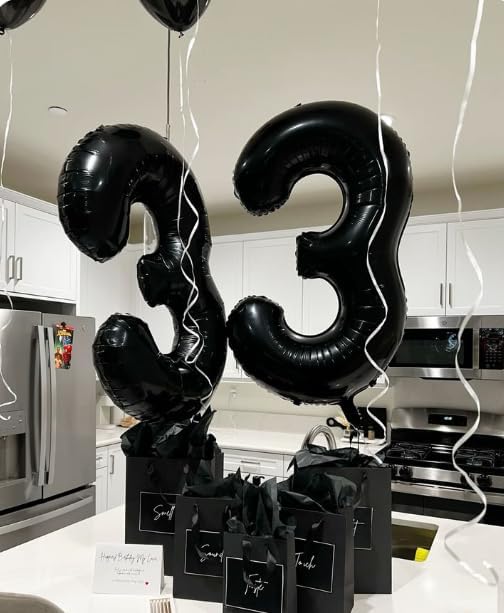 40 Inch Black 3 Large Number Balloon, 3 13 23 30 33 36 38 Black Birthday Party - Image 6