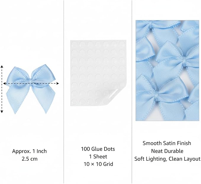 100 Mini Satin Ribbon Bows, Small Bows - Image 7