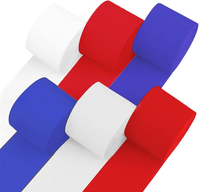 6 Red White Blue Streamers, 492ft Pack of Crepe Paper Party Decorations | Each by CaptainD%C3%A9cor