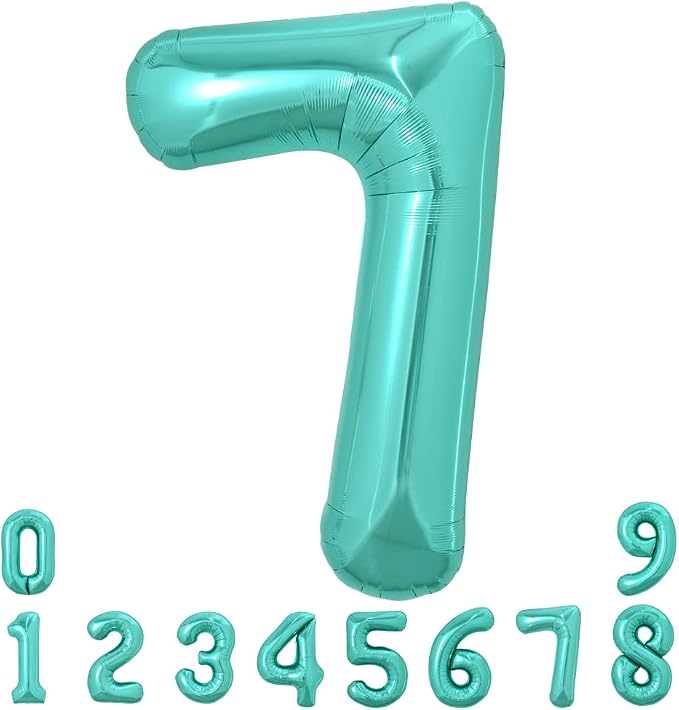 TONIFUL 40 Inch Large Teal Blue Number Balloons, Giant Jumbo Helium Foil Mylar by TONIFUL