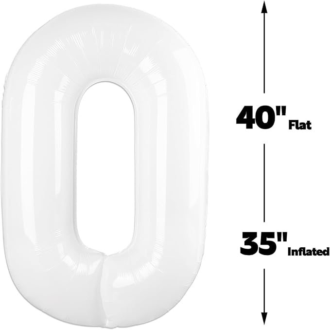 White Number 0 Balloon 40 inch, Balloon numbers party supplies, deco photo shoot - Image 2