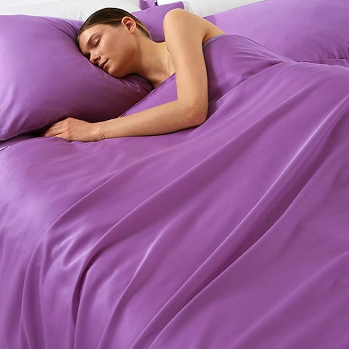 NTBAY Zippered Satin Pillow Cases for Hair and Skin, Luxury Queen Hidden Zipper Pillowcases Set of 2, 20x30 Inches, Purple