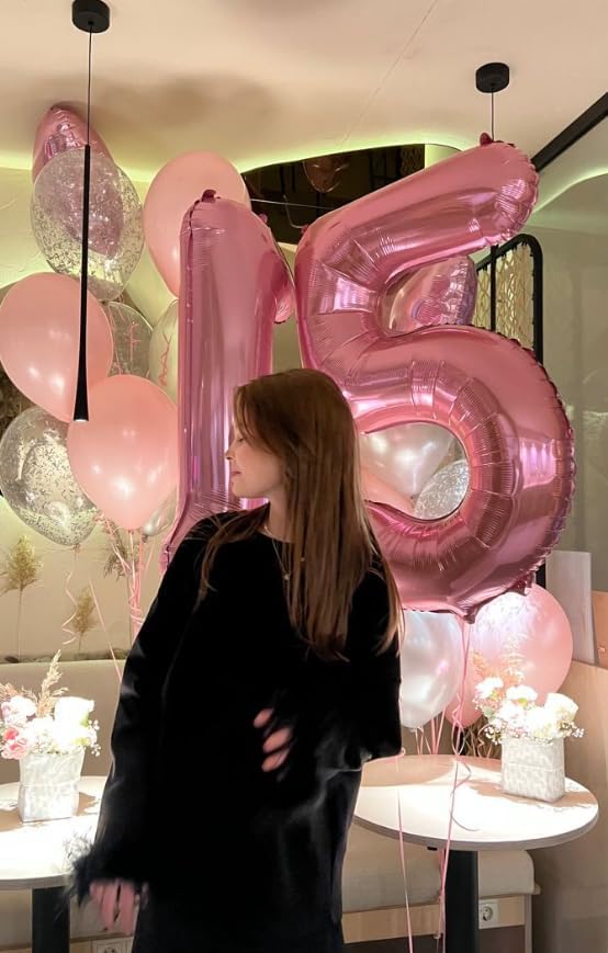 Pearl Pink Number 5 Balloon 40 inch, 5th Birthday Party Balloons Decorations | - Image 7