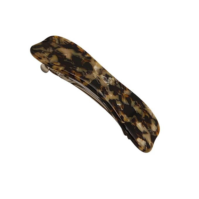 Hair Clips for Women,3.5 Inch Acetate Medium Hair Claw Clips for Women Thin Thick Curly Hair,Strong Hold No Slip Grip,French Classic Multicolor （Dark Brown Tortoiseshell Bow）