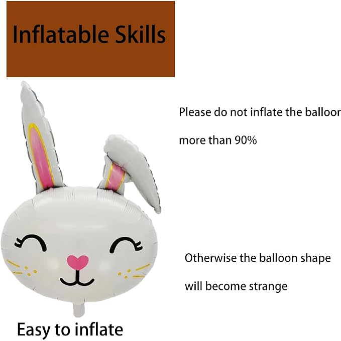 Bunny Balloons Easter Balloon Bunny Birthday Party Decorations Rabbit Head Foil - Image 5