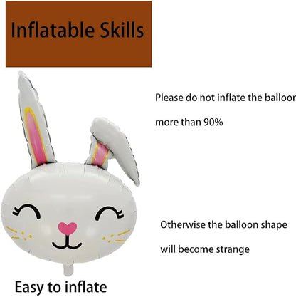 Bunny Balloons Easter Balloon Bunny Birthday Party Decorations Rabbit Head Foil - Image 5