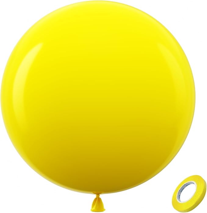 Bezente Yellow Giant Latex Round Balloons 36 Inch 8 Pack | Yellow Balloons by Bezente