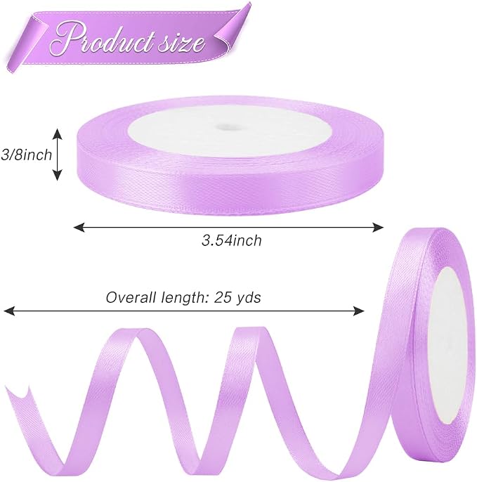 Purple Ribbon for Gift Wrapping 3/8 in 25 Yards Satin Christmas Ribbon for Hair - Image 2