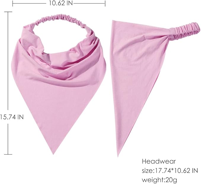 6 Pack Hair Scarf Headband for Women Elastic Bandana Head Scarf Large Boho Triangle Kerchief with Clips Non Slip Scarves