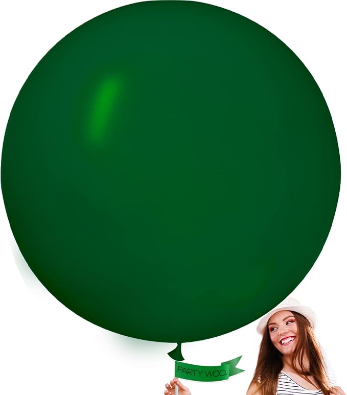 PartyWoo Dark Green Balloons 4pcs Emerald Hunter Forest Green Color | 36 Inch by PartyWoo