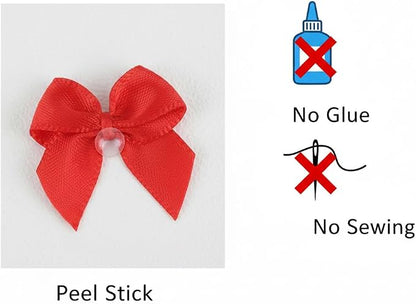100 Mini Satin Bows with Adhesive Dots, Small Decorative Ribbon Bows - Image 6