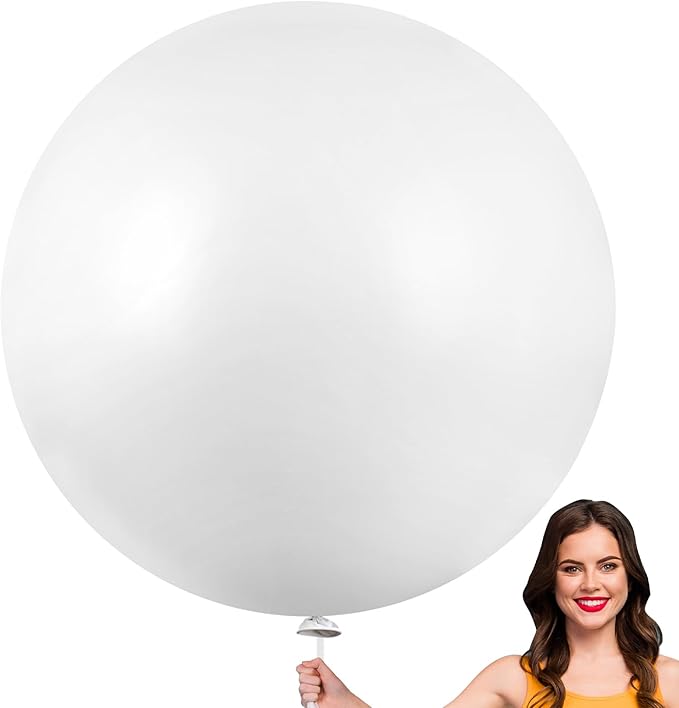 RUBFAC White Giant Balloons 6Pack 36 Inch Jumbo Large Latex Balloons by RUBFAC