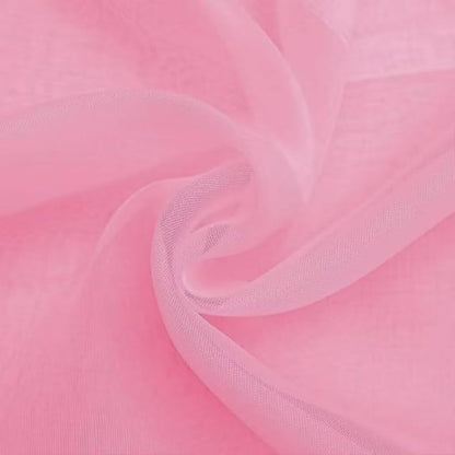 SpaceDresser Basic Rod Pocket Sheer Voile Window Curtain Panels Pink 1 Pair 2 - Image 5