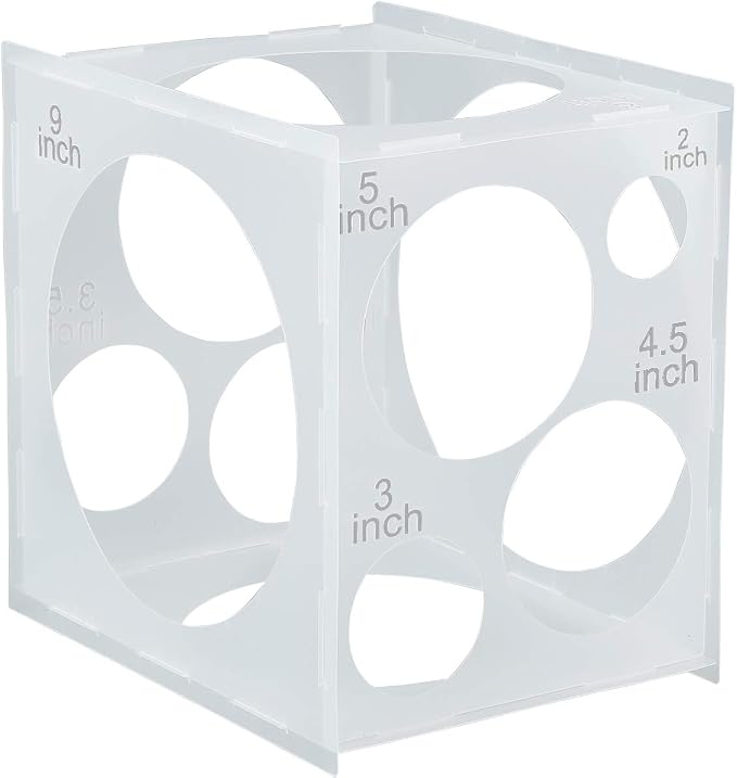Worown 11 Holes White Collapsible Plastic Balloon Sizer Cube Box, 2-10 Inch by Worown