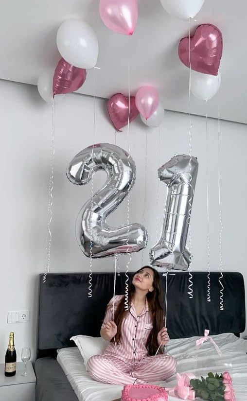 Silver Number 5 Balloon 40 inch, Balloon numbers party supplies, deco photo - Image 6