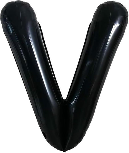 40 Inch Black Letter V Foil Balloon, Large Jumbo Mylar Helium Alphabet Balloon - Image 2