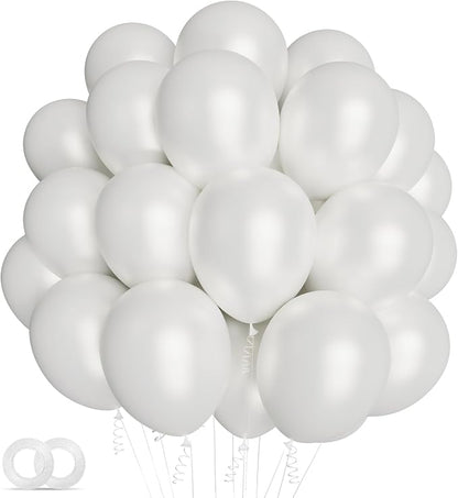 100pcs Pearl White Balloons 12 inch White Latex Party Balloons by ASIYUHY