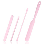 4 PCS Non-Stick Wax Spatulas Set, Silicone Wax Applicator Different Sizes Scrapers Reusable Silicone Stirring Stick For Home Salon Body Use (Pink)
