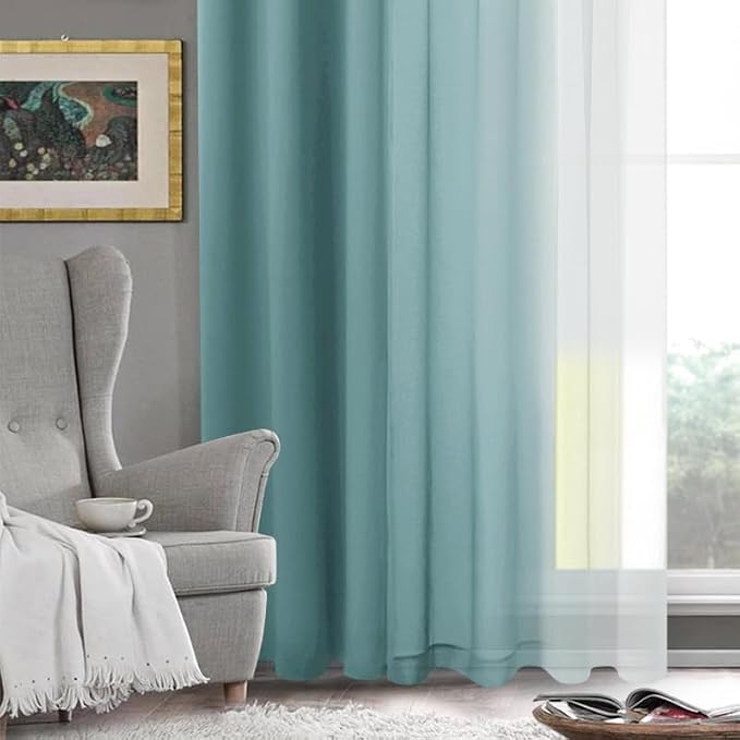 DWCN Faux Linen Ombre Sheer Curtains - Image 8