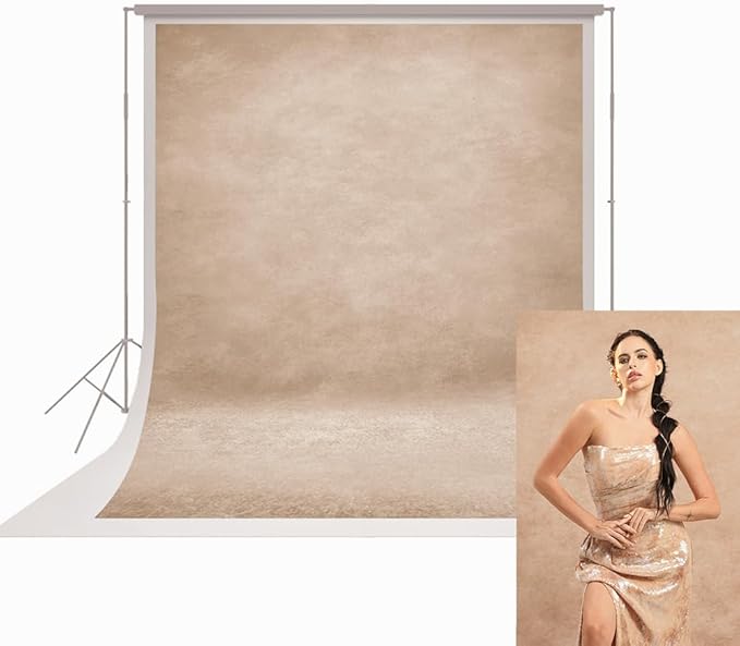 UrcTepics 6x8ft Beige Abstract Textured Professional Photography Backdrop Fabric by UrcTepics