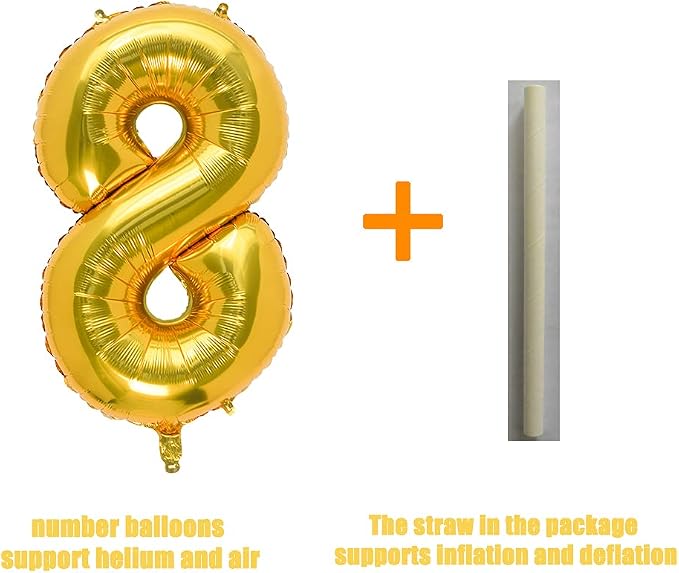 32 Inch Gold Number 8 Balloons Foil Ballon Digital Birthday Party Decoration - Image 4