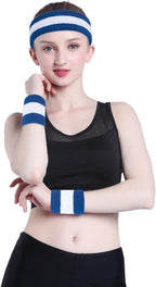 ONUPGO Sweatband Headbands for Men & Women -12PCS Sports Headbands Moisture Wicking Athletic Cotton Terry Cloth Headband for Tennis,Basketball,Football,Gym,Working Out