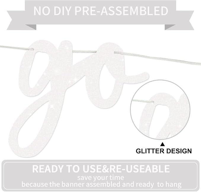 BEISHIDA Glitter White Pre-Strung Go Shawty It's Your Birthday Banner Decor | - Image 3