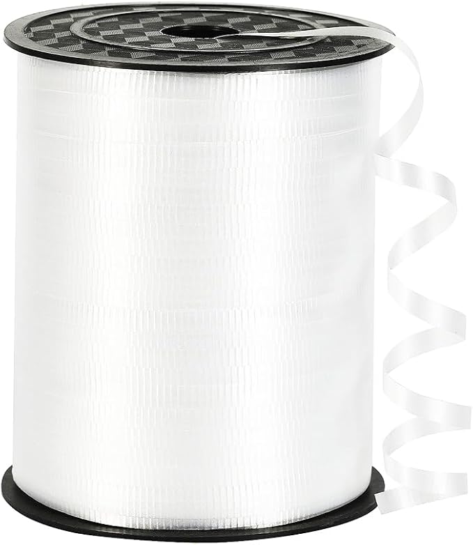 White Curling Ribbon, 3/16 inch x 500 Yard Crimped White Curling Ribbon by PendantofLuck