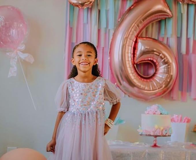 6 Balloon Numbers Birthday Decorations, 40In Rose Gold Balloons - Image 3