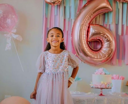 6 Balloon Numbers Birthday Decorations, 40In Rose Gold Balloons - Image 3