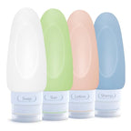 Dot&Dot Leak Proof Travel Bottles for Toiletries - 4 Pack Silicone Toiletry Containers - Shampoo and Conditioner Bottles With TSA Quart Bag - 2 oz Size