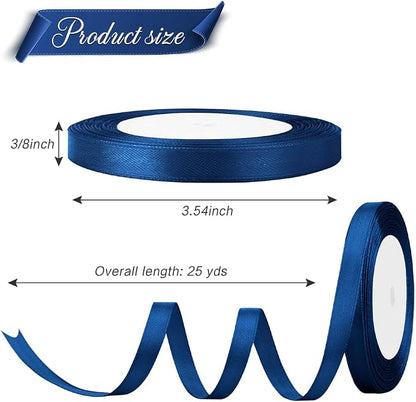 Navy Blue Ribbon Christmas Ribbon 3/8 in 25 Yards Dark Blue Ribbons - Image 2