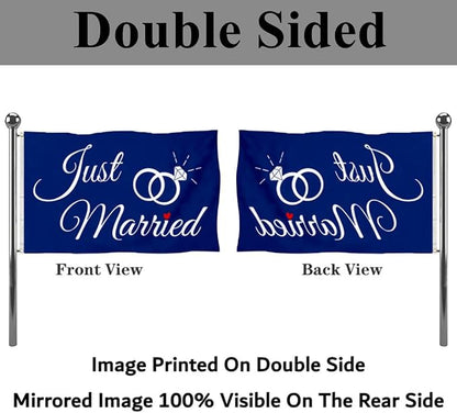 Just Married Flag Banner Outdoor Indoor Decoration Flag 3x5Feet Double Stitched - Image 3