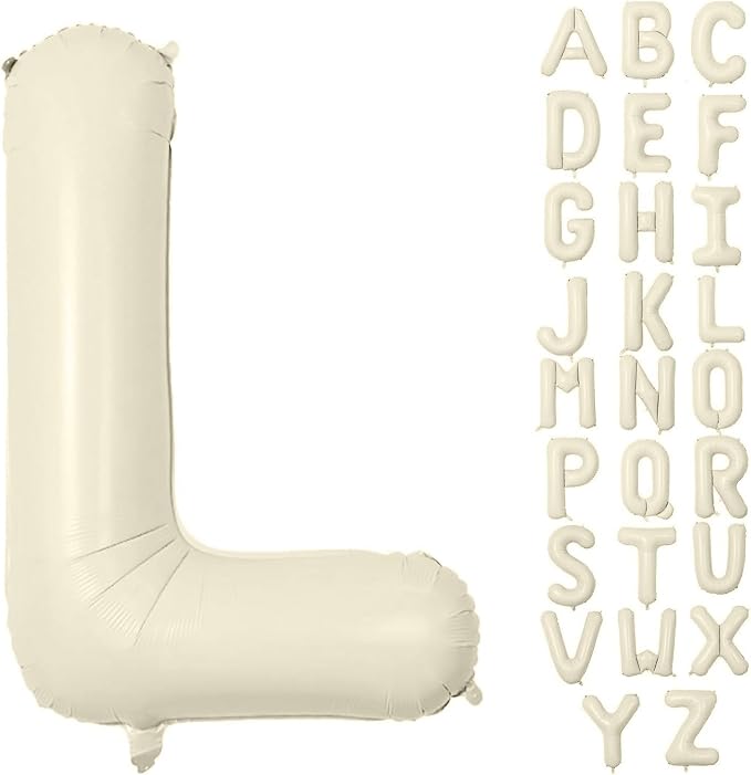 Letter Balloon 40Inch Cream White Big Alphabet Balloons Letter L | Giant Foil by YUNSHANGMO