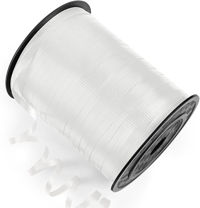 600 Yards White Crimped Curling Ribbon, 1/5" Balloon String | Balloon Ribbon by Isaspire