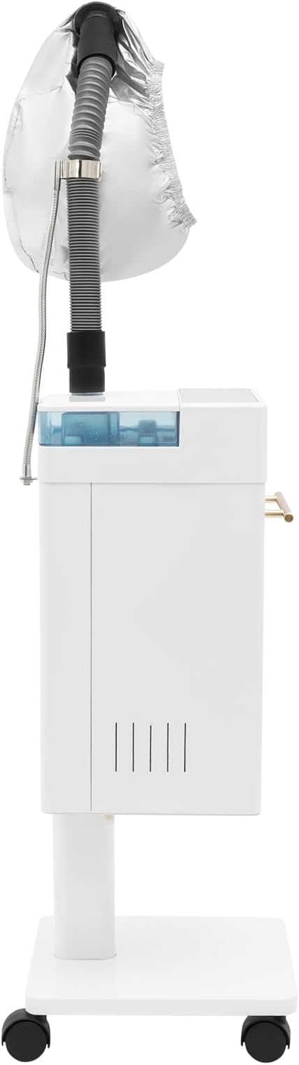 Nano Hair Steamer, Multi-Function Micro-Mist Hair Steamer, Hair Color Processor with Universal Wheel for Deep Care Hair Repair Salon Spa (W-hite)