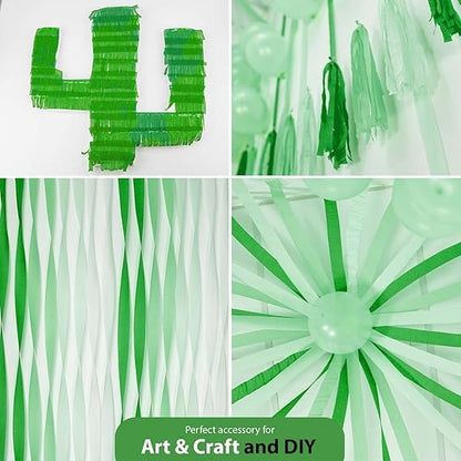 6 Green & White Crepe Paper Streamers, 492ft Pack of Party Decorations | Each - Image 4