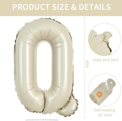 TONIFUL 40 Inch Large Cream White Letter Q Balloons Giant Alphabet Letter - Image 2