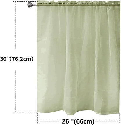 SpaceDresser Basic Rod Pocket Sheer Voile Window Curtain Panels Sage Green 1 - Image 2