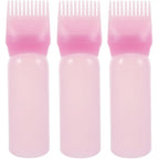 Root Comb Applicator Bottles Hair Dye Comb Bottle for Precise Application Hair Coloring and Oil Treatment Pink