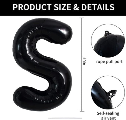 TONIFUL 40 Inch Large Black S Letter Balloon - Image 2