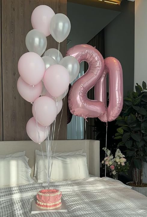 Pearl Pink Number 0 Balloon 40 inch, Balloon numbers party supplies, deco photo - Image 3