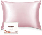Adubor Silk Pillowcase for Hair and Skin with Hidden Zipper, Both Sides 23 Momme Silk Pillow Case, 20x26inch, Standard Size,Pink, 2PCS