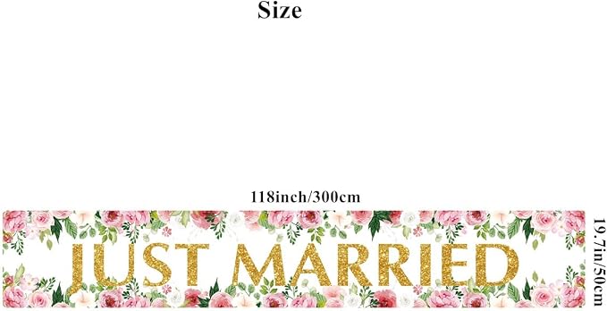 Just Married Wedding Backdrop Wedding Banner - Image 4
