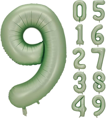 Number 9 Balloon, 40-Inch Sage Green Number Balloon | 40-inch foil balloon by GifloonOfficial