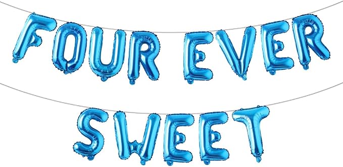 Four Ever Sweet Birthday Decorations, 4 Four Years Old Fourth 4th Girl Boy by RUIANSI
