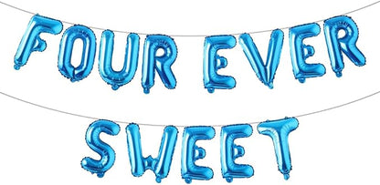 Four Ever Sweet Birthday Decorations, 4 Four Years Old Fourth 4th Girl Boy by RUIANSI