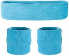 Suddora Sweatbands Set, Moisture Wicking 2 Wristbands and 1 Headband, Breathable Terry Cloth Athletic Bands for Basketball, Tennis, Yoga, Gym, Sweat Bands for Costumes and Cosplay